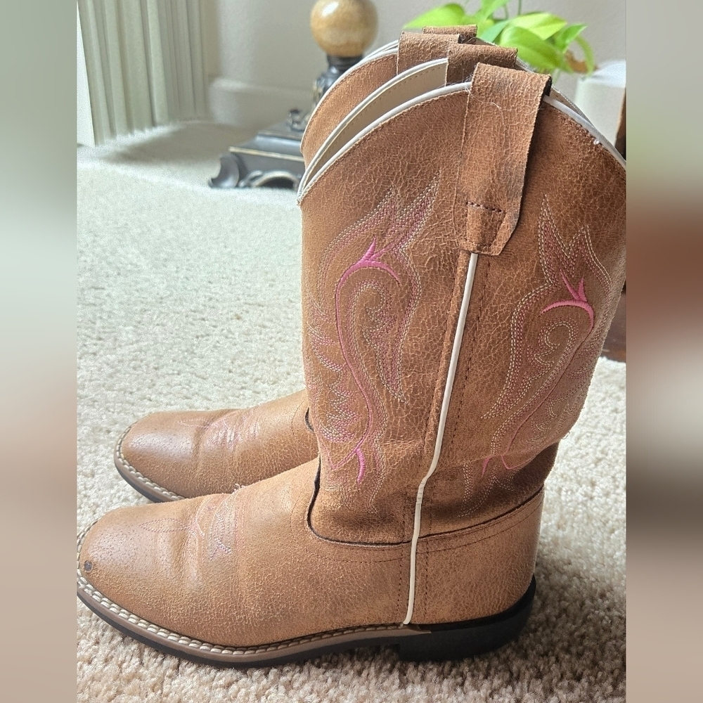Shyanne Kids Brown and Pink Western Boots - Picture 4 of 9